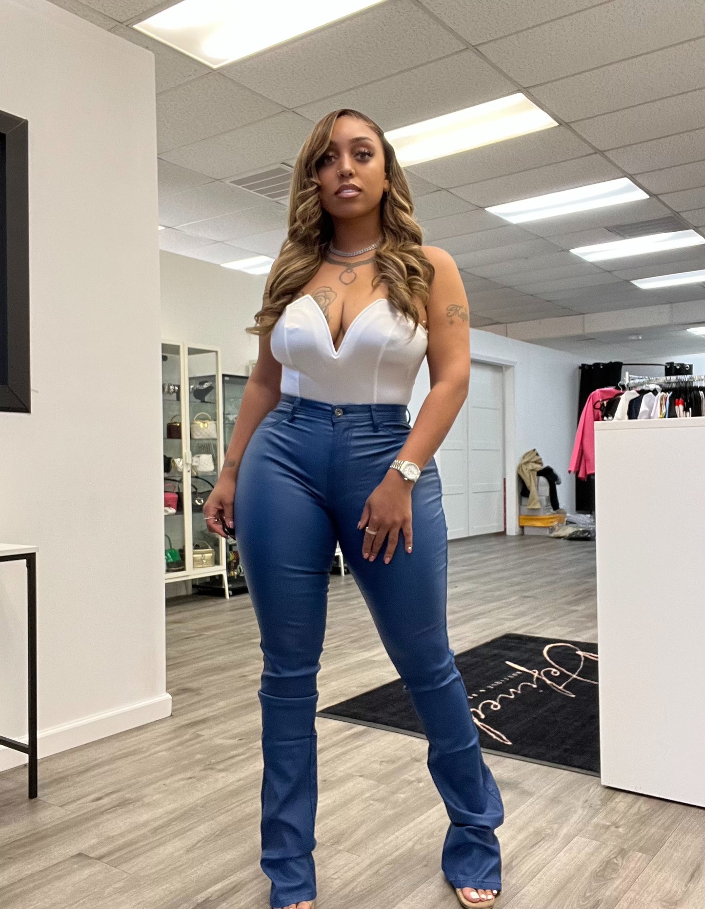 Kadi Leather Stack | Pants