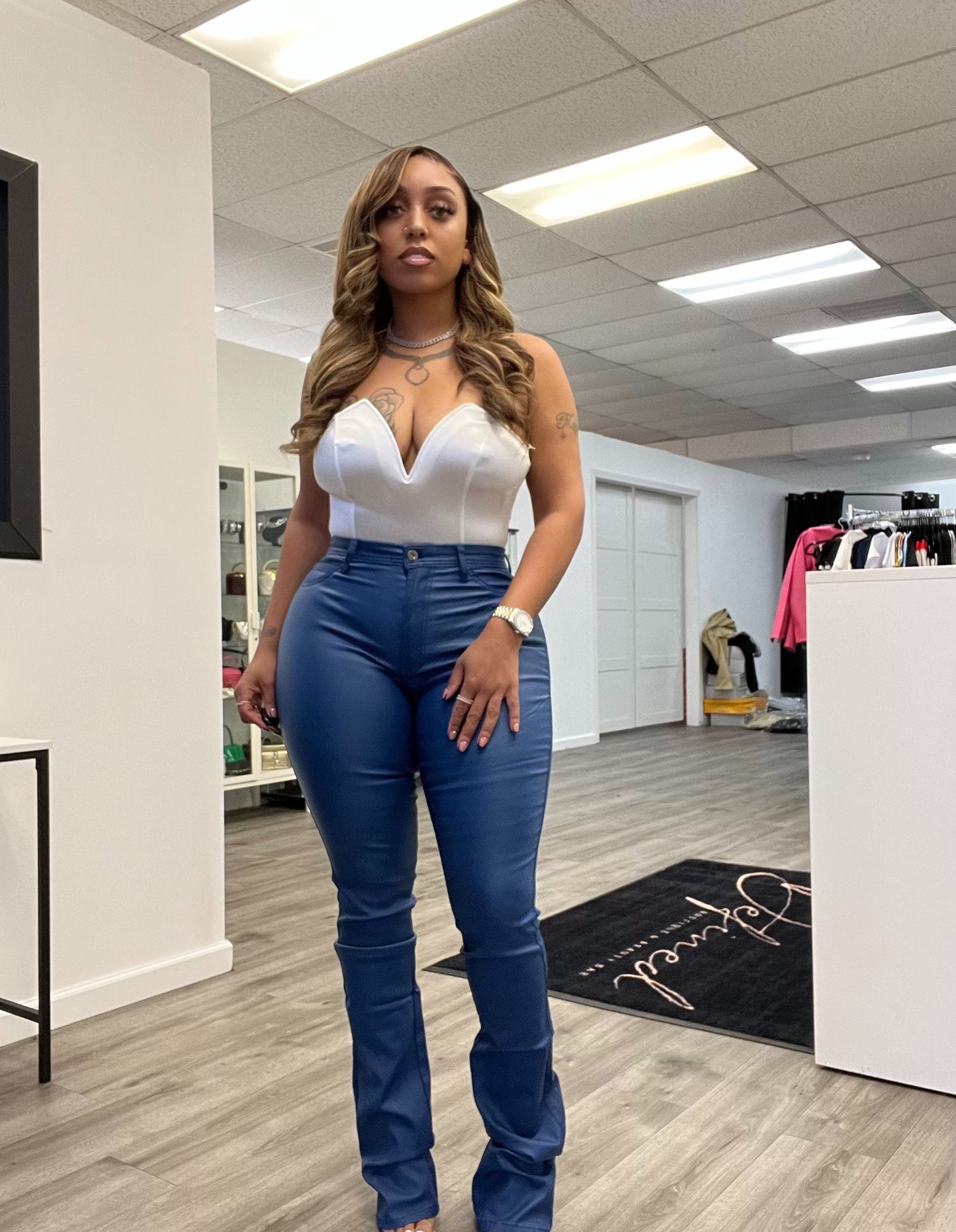 Kadi Leather Stack | Pants