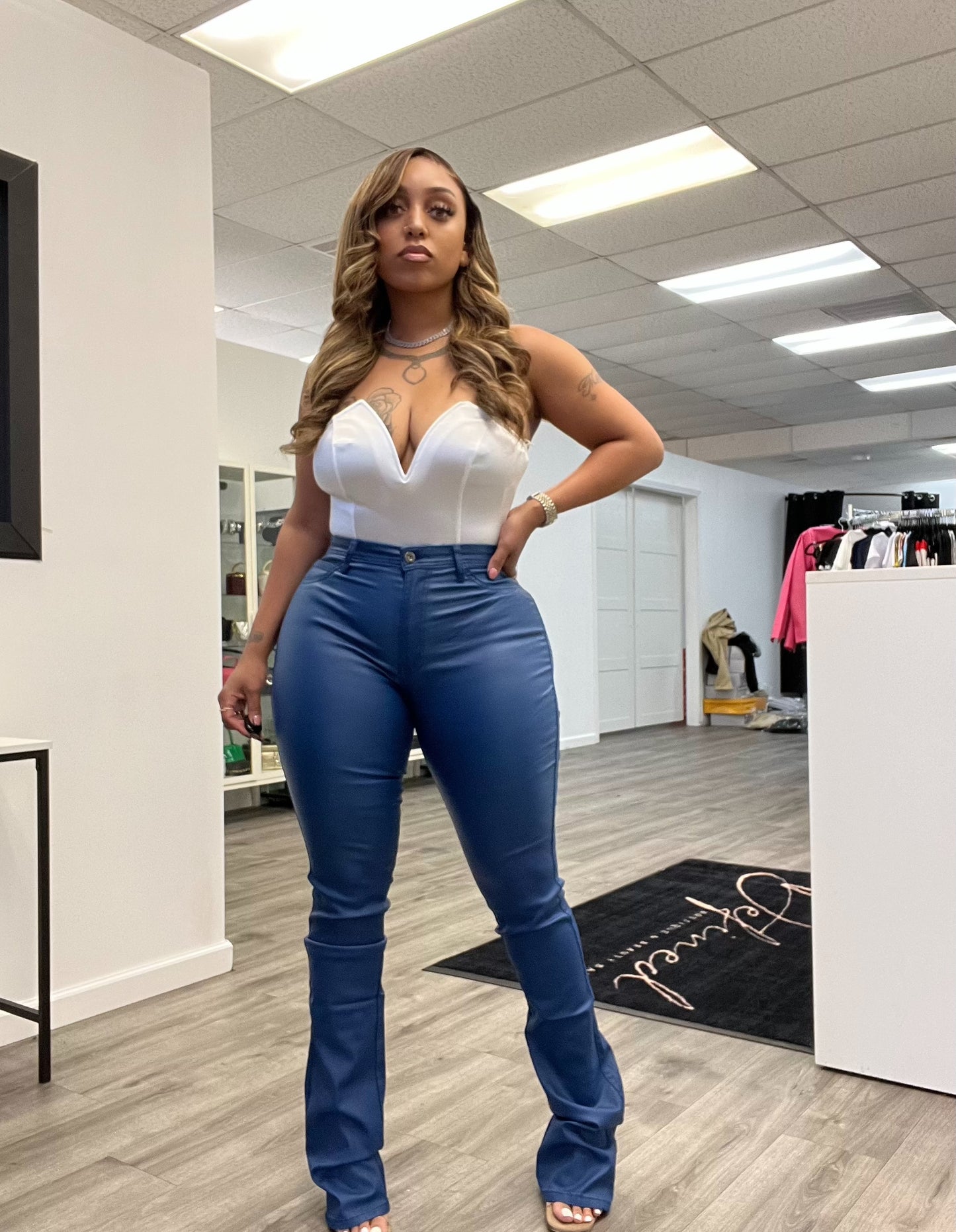 Kadi Leather Stack | Pants