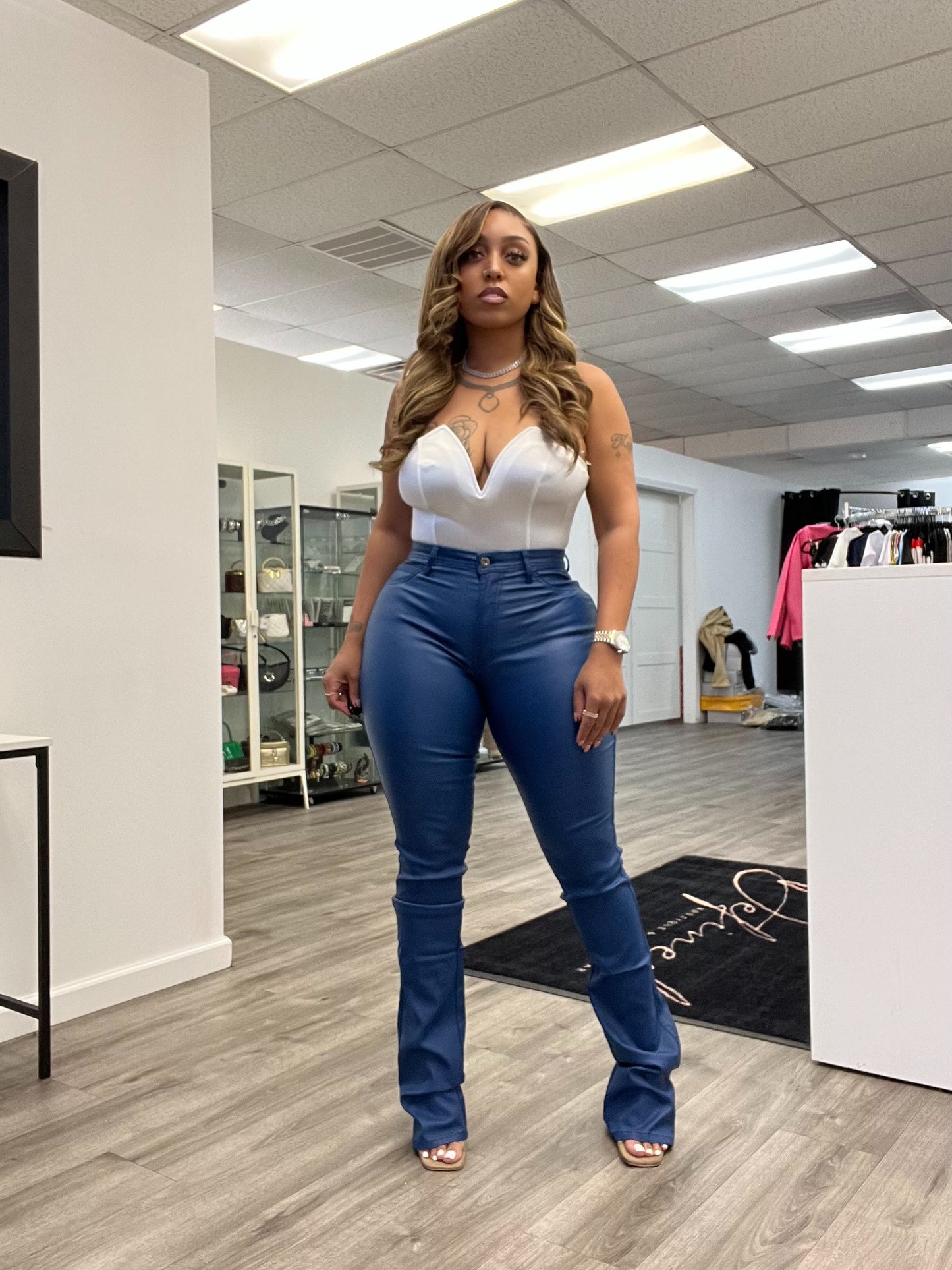 Kadi Leather Stack | Pants