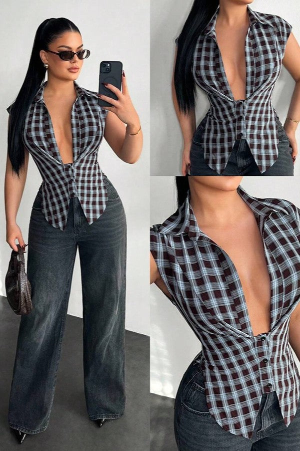 Lina Plaid | Top